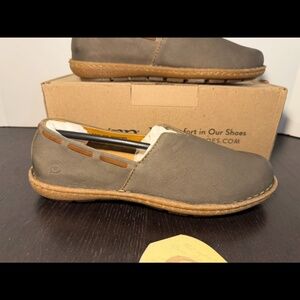 Born Naya Leather Slip-On Casual Shoes Loafers Grey Womans 9.5M